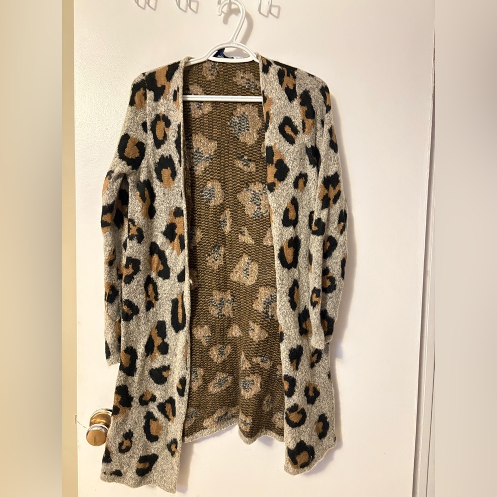 Leopard Print Open Front Cardigan